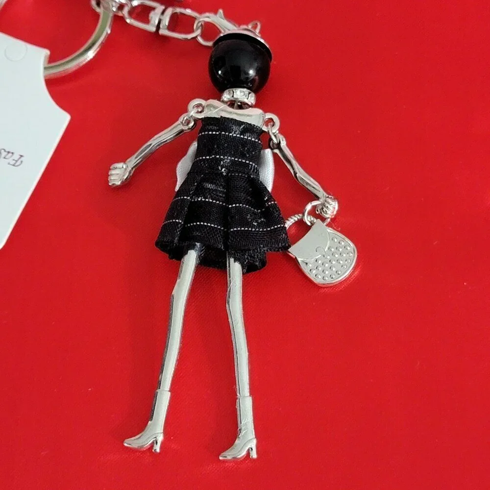 Fashion Jewelry Moveable Lady Keychain Bag charm